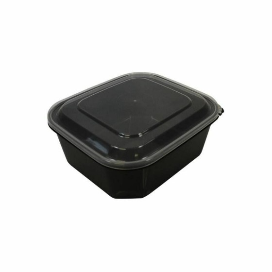 Barquette plastique PP noire avec couvercle 1000 ml - par 300