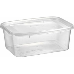 Barquette plastique PP transparente avec couvercle 375 ml - par 500