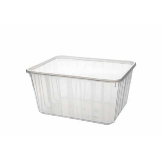 Barquette plastique transparente avec couvercle 1800 ml - par 25