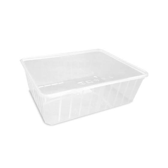 Barquette plastique transparente avec couvercle 3000 ml - par 90