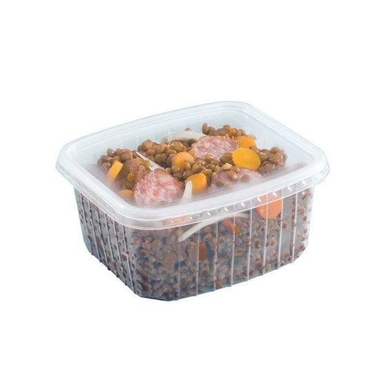 Barquette plastique transparente avec couvercle Pack Chaleur 550 ml - par 450