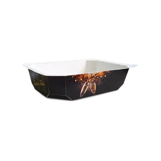 Barquette scellable carton kraft noir "Noël" 750 ml - par 65