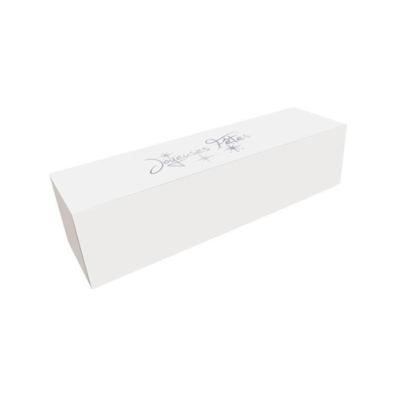 Boîte à bûche "Joyeuses Fêtes" blanche 50 x 11 x 11 cm - par 25