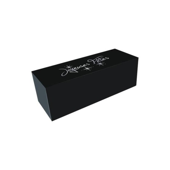 Boîte à bûche "Joyeuses Fêtes" noire 40 x 11 x 11 cm - par 25