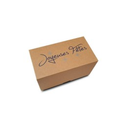 Boîte à bûche kraft "Joyeuses fêtes" 20 x 11 x 11 cm - par 25
