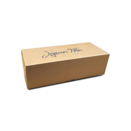 Boîte à bûche kraft "Joyeuses fêtes" 35 x 11 x 11 cm - par 25