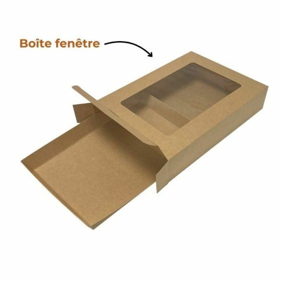 Boîte carton pour plateau avec fenêtre 35,8 cm x 25,6 x 7,1 cm - par 50