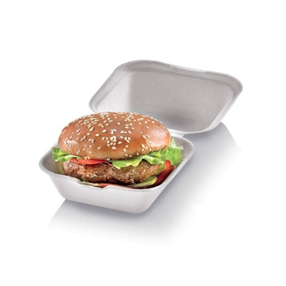 Boîte hamburger en bagasse 13,5 x 13,5 x 7,8 cm - par 125