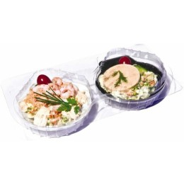 Boîte plastique 2 compartiments pour coquilles Saint Jacques - par 120