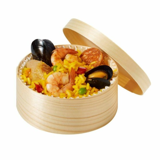 Boîte ronde en bois avec couvercle et papier cuisson 400 ml - par 160