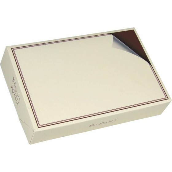 Boîte traiteur carton ivoire et bordeaux 28 x 19 x 6 cm - par 50