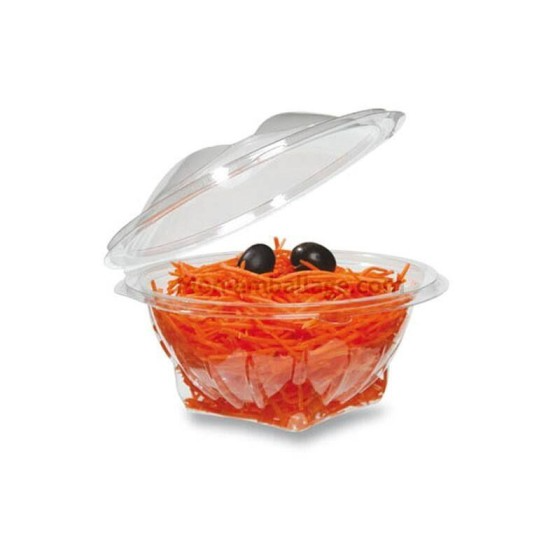 Bol salade plastique transparent à couvercle déchirable 500 ml - par 400