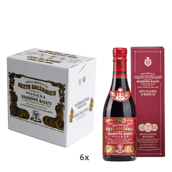 Boxed Balsamic Vinegar of Modena PGI 3 Gold Medals "Riccardo Giusti" 250 ml x 6