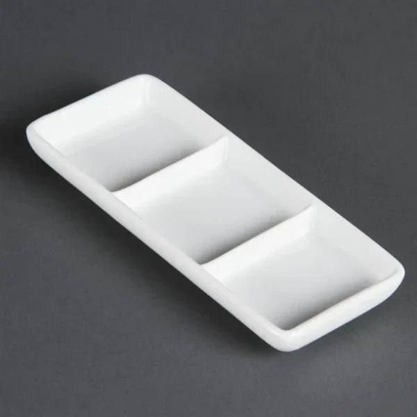 Plat à 3 compartiments blanc Olympia (Lot de 12)