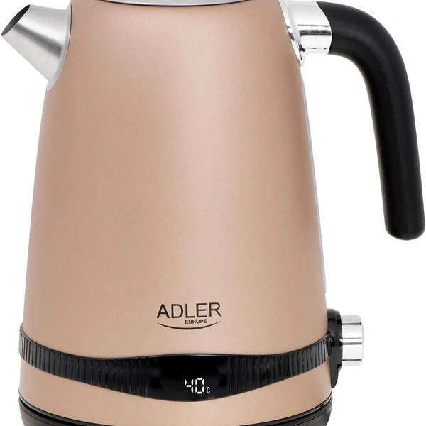 bouilloire électrique de 1,7L avec affichage LCD et contrôle de la température 2200W beige noir Adler
