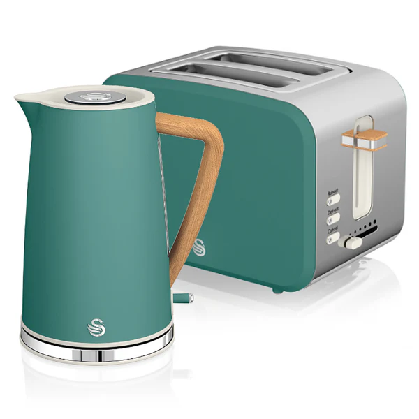 Set petit-déjeuner Bouilloire sans fil 1,7 L grille-pain 2 Nordic Blanc Vert STP2090GRENEU