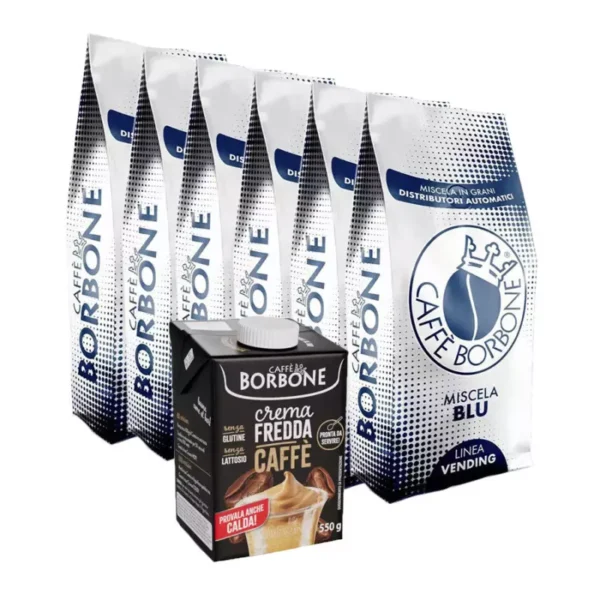 Caffè Borbone coffee beans Blue blend 1 kg x 6 and Cold Coffee Cream 550 gr