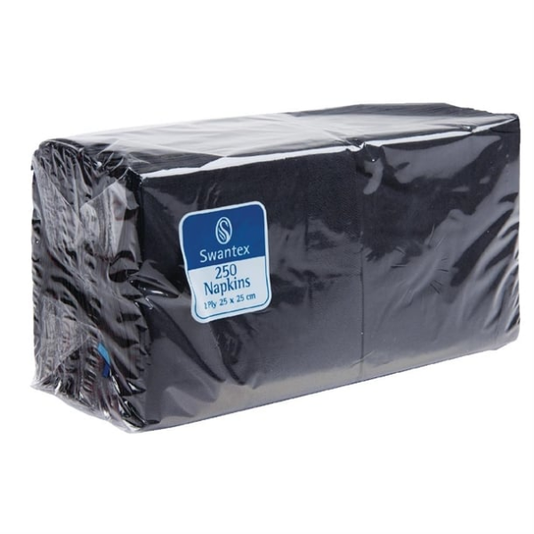 Serviettes cocktail noires 250mm (Lot de 2000)
