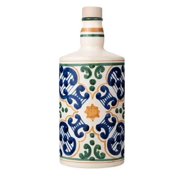 Ceramic Bottle Golden Sun with Organic Extra Virgin Olive Oil Monocultivar Nocellara del Belice 500 ml