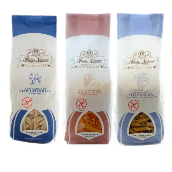 Cereals Gluten Free Pasta Trio: Whole Rice, Corn and Rice, Amaranth Teff and Quinoa 250 gr x 3
