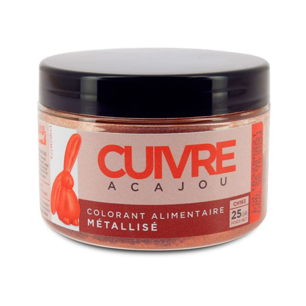 Colorant alimentaire métallisé cuivre acajou