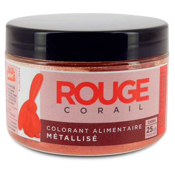 Colorant alimentaire métallisé rouge corail