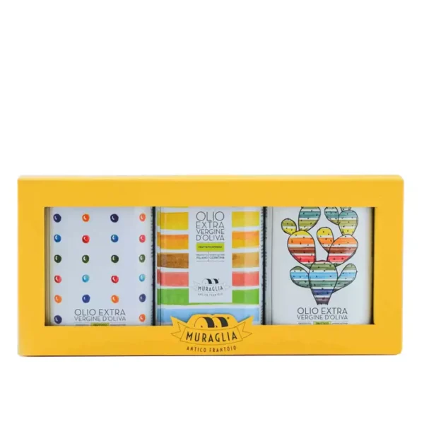 Colourful gift set Extra Virgin Olive Oil Frantoio Muraglia 250 ml x 3
