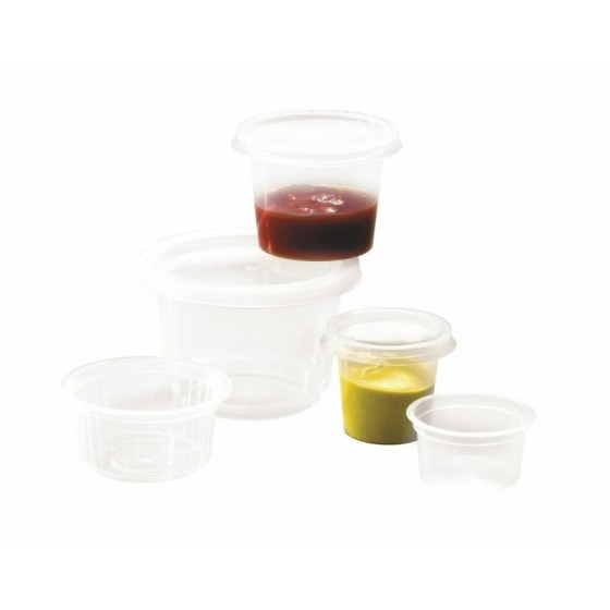 Couvercle plastique transparent pour pots à sauce plastique chaud 25 et 50 ml - par 100
