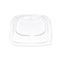 Couvercle plastique transparent pour saladier carré biseauté pulpe de canne 750 ml - par 50