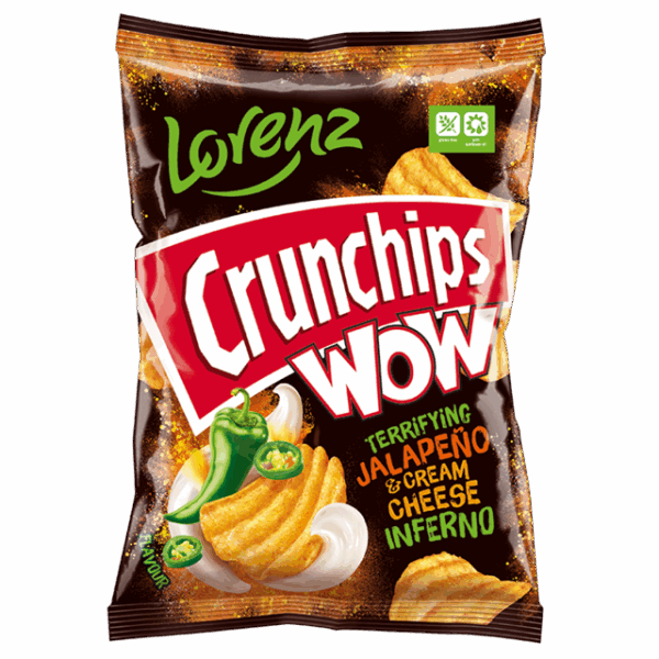 Lorenz Crunchips WOW Jalapeno & Cream Cheese Inferno 80g (12 Pack)