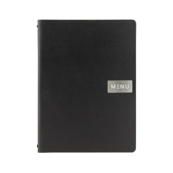 Protège-menu en cuir recyclé brut Securit Gamme Leather A4 noir
