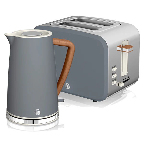 Set petit-déjeuner Bouilloire sans fil 1,7 L grille-pain 2 Nordic Gris 2200 Gris STP2090GRYNEU