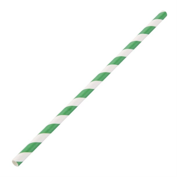 Pailles en papier compostables Fiesta Compostable rayées vert et blanc