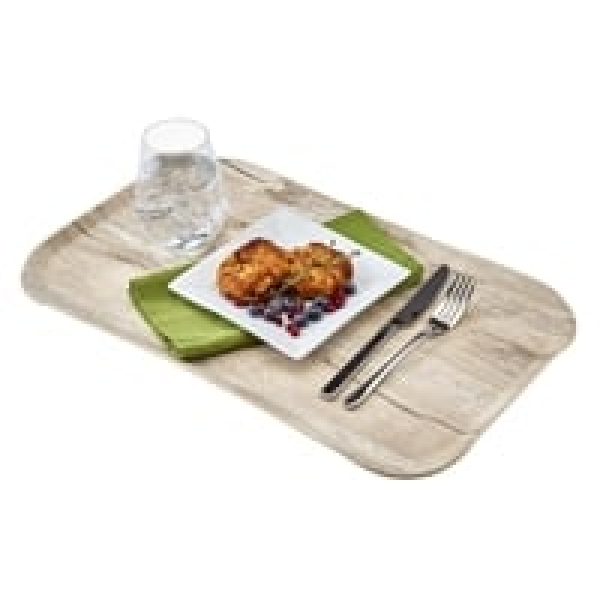 Plateau rectangulaire polyester aspect bois Cambro Century 32x53cm olivier clair