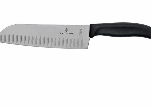 Victorinox SwissClassic 6.8523.17G Santoku avec alvéoles 17 cm, noir
