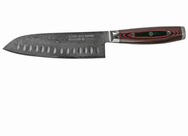 Yaxell Super Gou 37118 santoku avec alvéoles acier damas 161 couches, 16,5 cm