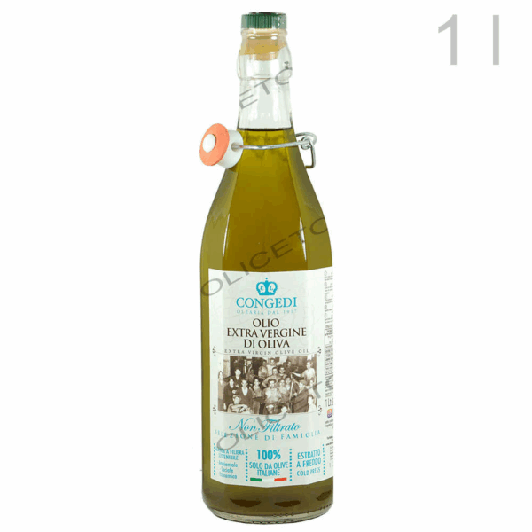 Bouteille d'huile d'olive italienne Mosto 1 litre en verre transparent - Congedi