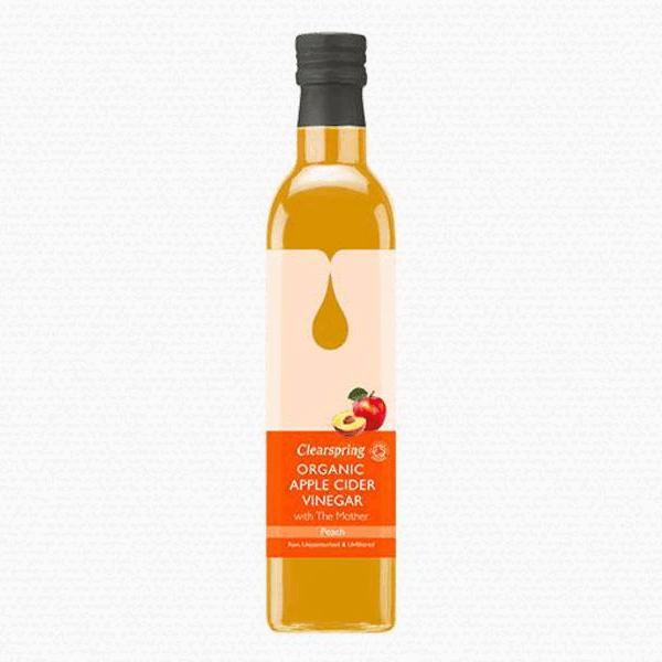 Vinaigre de cidre de pomme biologique Clearspring avec la mère pêche Vegan, 500 ml