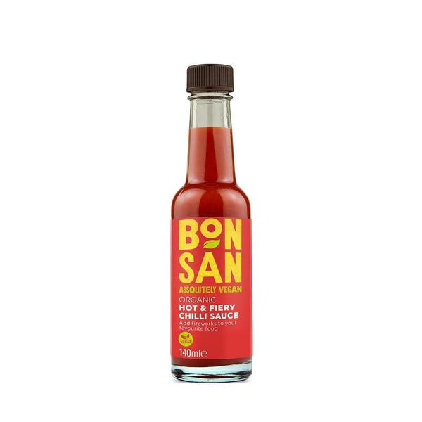 Bonsan Organic Hot & Fiery Chili Sauce Vegan, 140 ml
