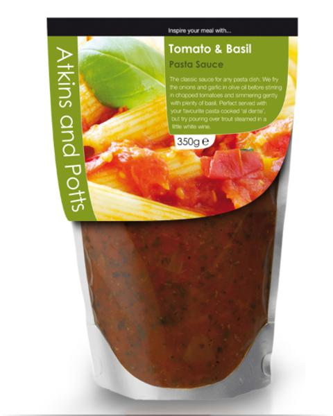 Atkins & Potts Sauce Tomate et Basilic pour Pâtes Sans Gluten, Vegan 350g