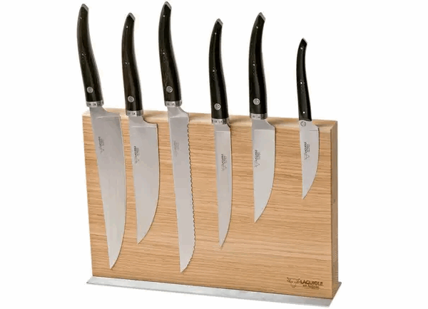 Laguiole en Aubrac Gourmet COL99CUIGOEBIB Coffret 6 couteaux bois d'ébène avec bloc couteaux