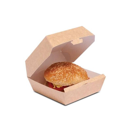 Grande boîte hamburger kraft brun 14,5 x 14,5 x 8 cm - par 400