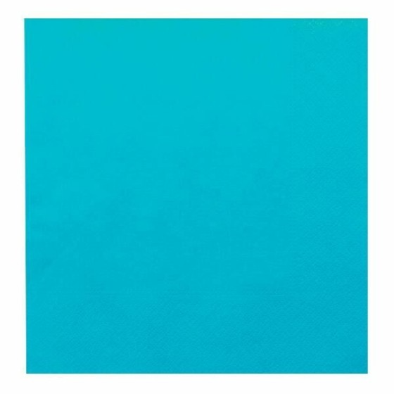 Serviette ouate turquoise 2 feuilles 39 x 39 cm - par 100