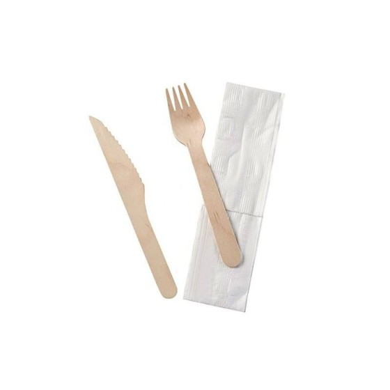Kit couverts jetable bouleau 3 en 1 - par 250