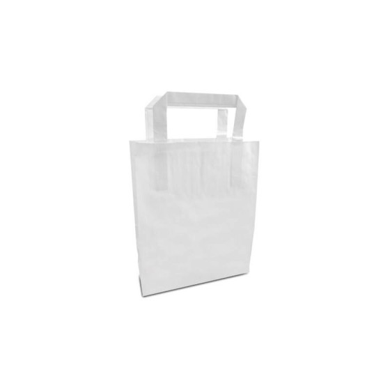 Sac papier kraft blanc à poignées plates 18 + 8 x 22 cm - par 50