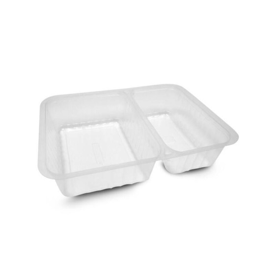 Barquette plastique transparente 2 compartiments scellable Alphacel 1520 ml - par 420