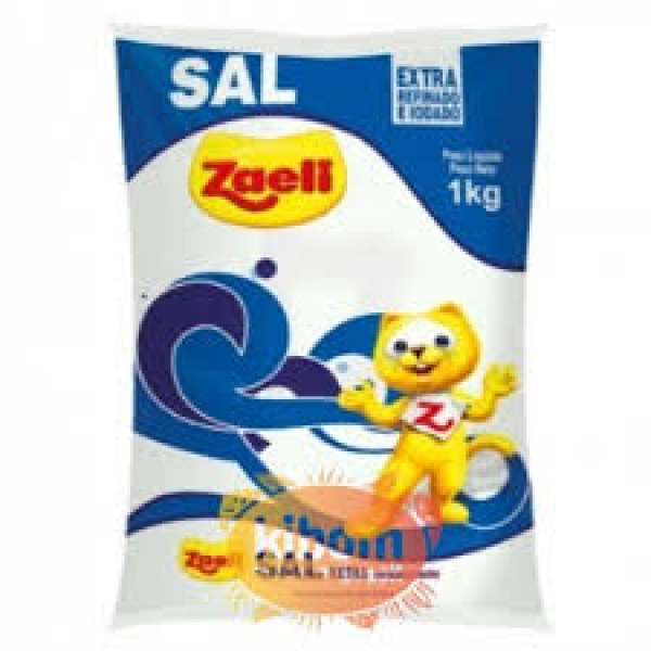 Sal Refinado e Iodado / Refined and Iodized Salt ZAELI - 1Kg