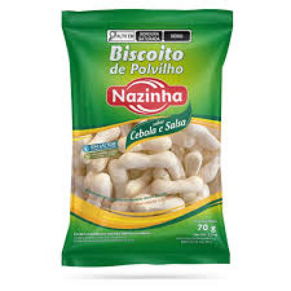 Biscoito de Polvilho Sabor Cebola e Salsa / Onion and Parsley Flavoured Starch Biscuits NAZINHA - 70g