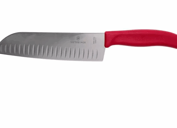 Victorinox SwissClassic 6.8521.17G Santoku avec alvéoles 17 cm, rouge