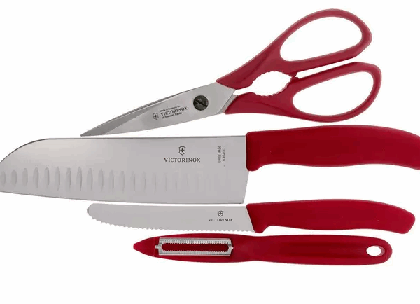 Victorinox SwissClassic 6.7131.4G Set de 4 couteaux de cuisine, rouge